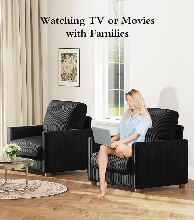 Kidirect 35.5in Corduroy Couch Accent Chair, Tool-Free Setup Living Room Sofa - Image 9