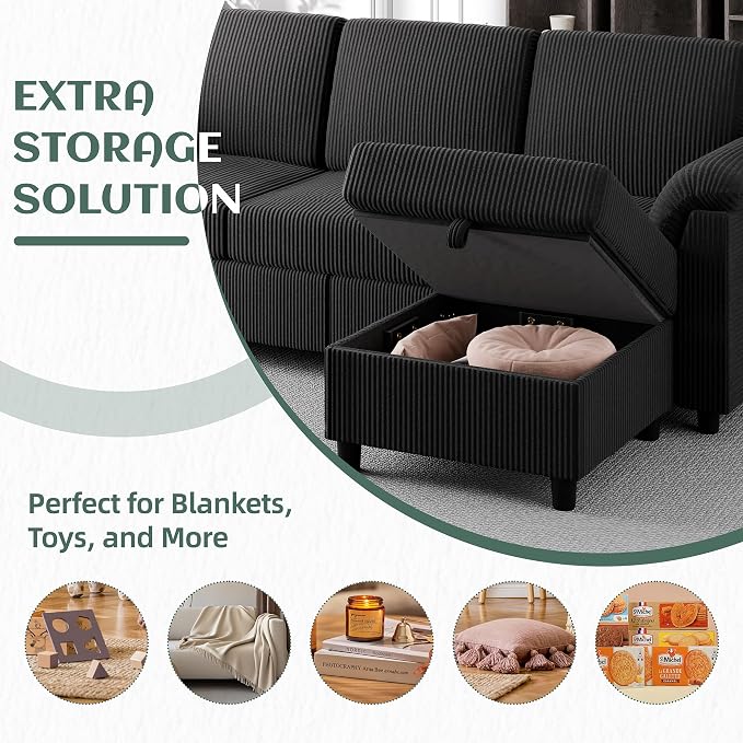 Vongrasig Convertible Sectional Couches, 3 Seat L Shaped Couch Sofa - Image 5