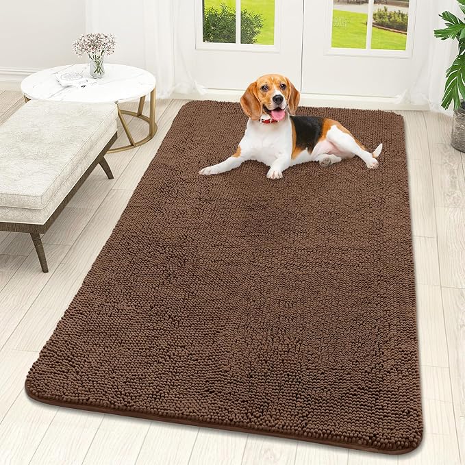 OLANLY Dog Door Mat for Muddy Paws 59x32, Super Absorbent Chenille Mud Mat | by OLANLY