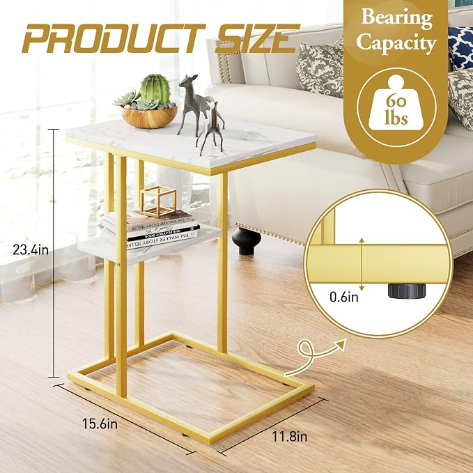 Easy Paws C Shaped End Table, Small Side Table - Image 3