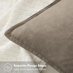 MIULEE Decorative Linen Euro Sham Pillow Covers 24x24 Inch Tan Taupe | Boho - Image 2
