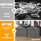 SpaceAid Shoe Organizer for Closet, 2 Pack Foldable Shoe Storage Containers - Image 2