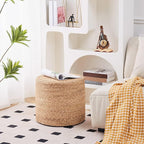 Wimarsbon 18'' Pouf Ottoman, Natural Braided Poof, Round Poufs, Rustic - Image 6