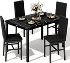 Recaceik Dining Table Set for 4, Modern 5 Piece Dining Table Set Faux Marble by Recaceik