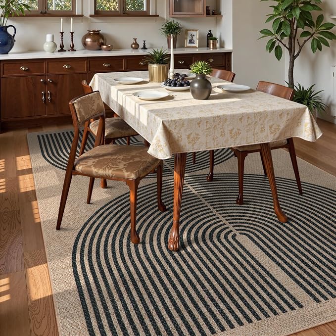Lahome Modern Rainbow Easy Jute 9x12 Rug, Large Non Slip Indoor Outdoor Rug | - Image 6