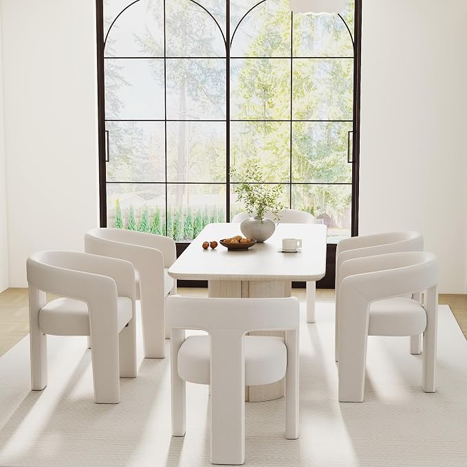 RIVOVA Modern Barrel Dining Chairs Set of 5, Velvet Upholstered Accent Side - Image 3