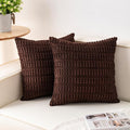 Pack of 2 Corduroy Decorative Throw Pillow Covers 18x18 Inch, Dark Brown | Fall by Unknown