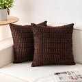 Pack of 2 Corduroy Decorative Throw Pillow Covers 22x22 Inch, Dark Brown | Fall by Unknown