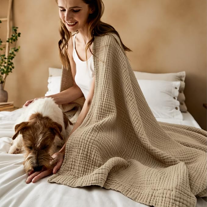 Bedsure 100% Cotton Muslin Throw Blanket Twin XL - Image 9