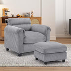 HAOMARKETS Corduroy 2-Piece Sofa Set, Upholstered Ottoman and Accent Chair Sofa - Image 6