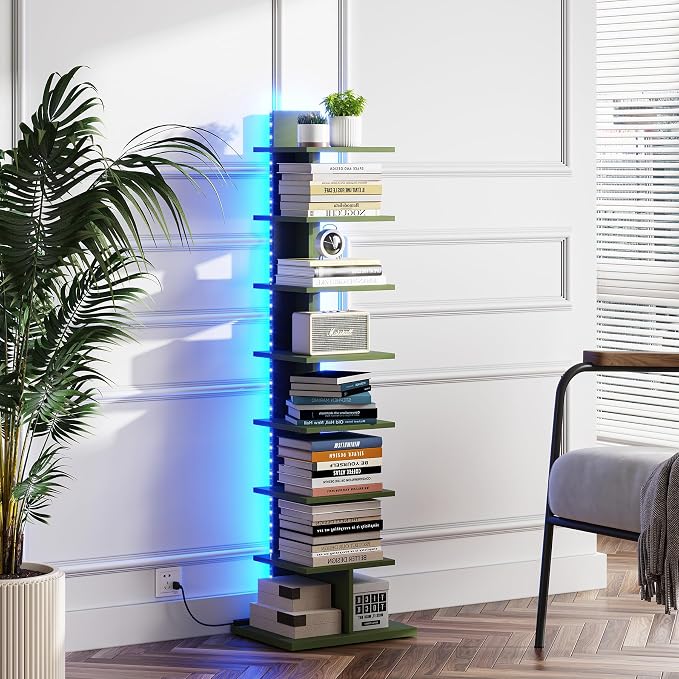 TUTOTAK Narrow Bookshelf, 8-Tier Bookcase - Image 7