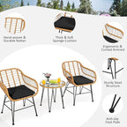 Tangkula 3 Pieces Patio Bistro Set, Rattan Conversation Set - Image 6