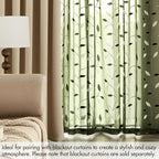 MIULEE Olive Green Sheer Curtains 2 Panels Leaf Patterned, W52 x L84 | - Image 7