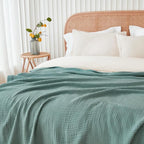 EMME Muslin Blankets for Adults Teal Small Blanket 40" x 50" | Throw Blanket - Image 2