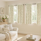 Blackout Vintage Floral Linen Curtains Green on Beige 50×63 2 Panels | Elisa - Image 6