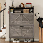 BORNOON Shoe Cabinet with 2 Flip Drawers Narrow Shoe Storage Organizer Wooden - Image 4