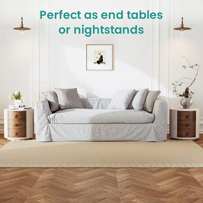 SUNBURY End Table Living Room Small Side Table w 3 Drawers, Farmhouse - Image 5