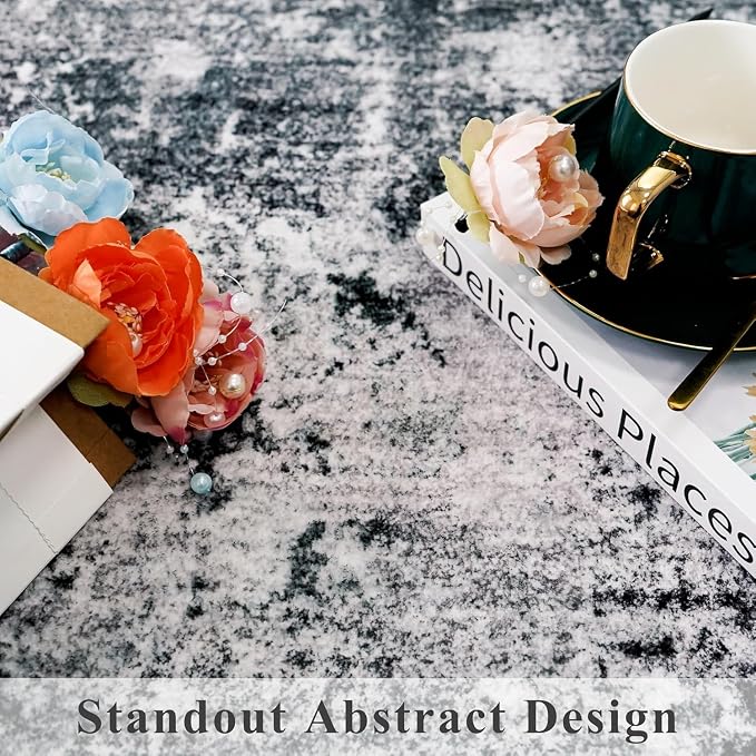 4x6 Washable Non-Slip Area Rug – Modern Abstract Neutral Small Carpet - Image 9