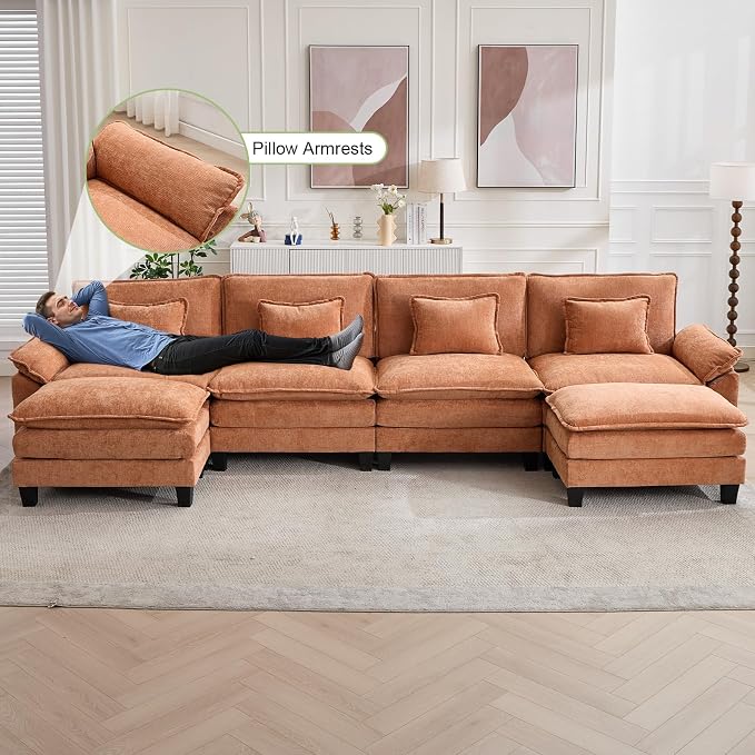 Oprisen 154" Modular Sectional Sofa, Comfy Cloud Couch Sectional Sofa - Image 4