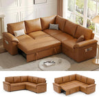 85 Inch Faux Leather Modular Sectional Sofa by Unknown