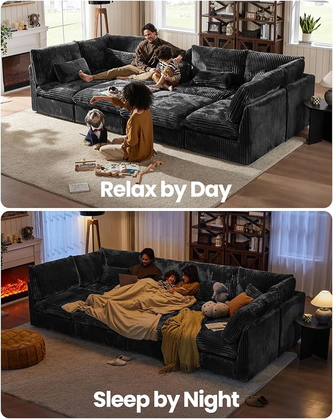 CHIC HOUSE Module for Modular Oversized Couch, Corduroy Customizable Chaise - Image 7