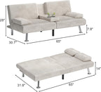 Shahoo Modern Upholstered Convertible Folding Futon Sofa Bed - Image 2