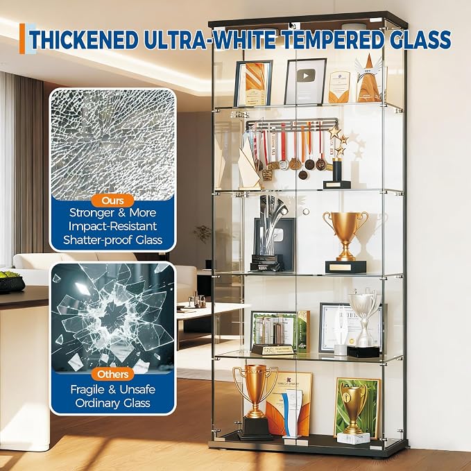 IDEALHOUSE Tempered Glass Display Cabinet - Image 6