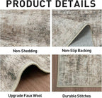 6x9 Area Rugs for Living Room: Washable Abstract Brown Black Badroom Carpet | - Image 5