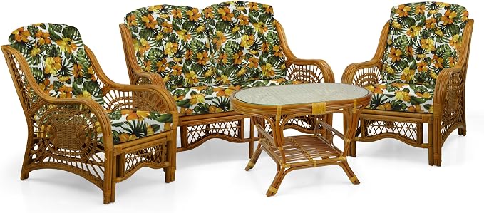 Malibu Lounge Loveseat Sofa Natural Rattan Wicker Handmade Design - Image 7