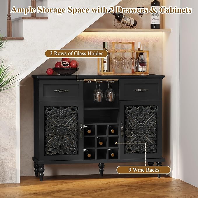 ARTPOWER 47.2" Vintage Wine Bar Cabinet - Image 5