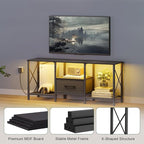 JARHETUN LED TV Stand with Fabric Drawer, Entertainment Center - Image 6