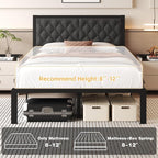 Fluest Full Bed Frame with Headboard Linen Upholstered Bed Frame Platform - Image 7