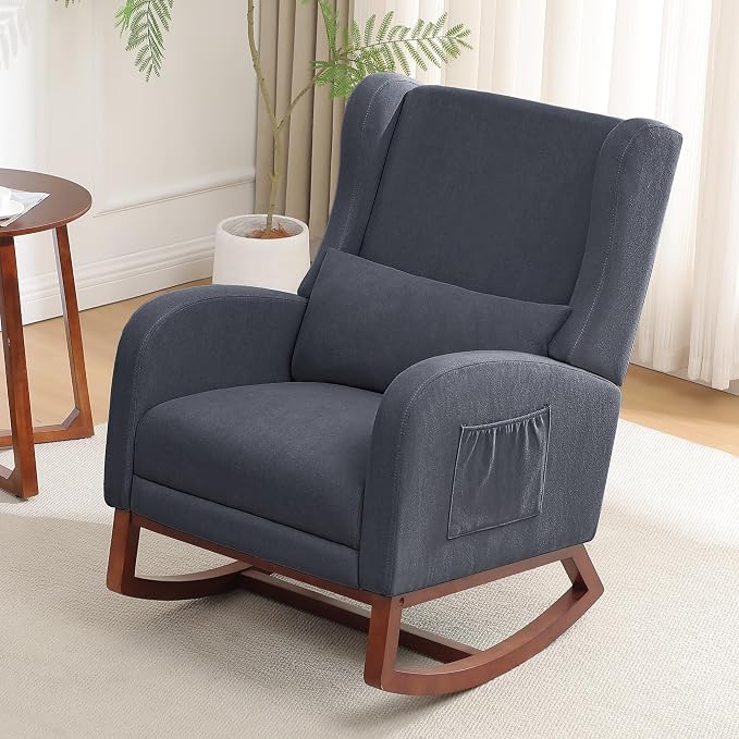 HCHAIRH Nursery Rocking Chair, Wingback Rocking Chair Nursery - Image 5