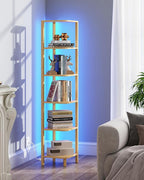 TUTOTAK Corner Shelf with LED Light, 6-Tier Corner Bookshelf - Image 7