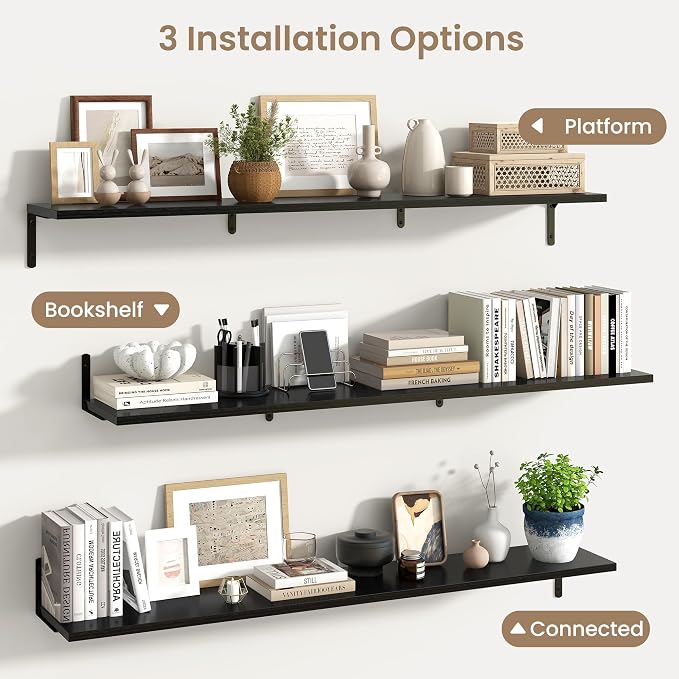 Fun Memories Deep Floating Shelves, 55W x 8D Floating Shelves Set of 2 - Image 5
