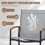 Shintenchi 3 Piece Outdoor Rocking Bistro Set, Textilene Fabric Small Patio - Image 3