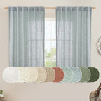 Greyish Blue Linen Curtains 45 Inches Long by LAMIT