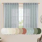 Linen Semi Sheer Curtains 48 Inch by LAMIT