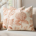 Set of 2 Decorative Floral Pillow Covers 20x20 Inch Autumn Orange | Neutral by SWANCOCO