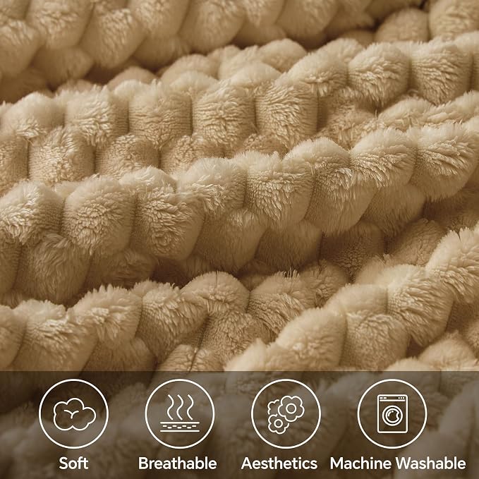 BEDELITE Camel Twin Blanket for Couch, Soft Cozy Gifts for Women, 60 * 80 | 3D - Image 2