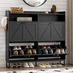 BORNOON Shoe Cabinet with 4 Flip Drawers Narrow Shoe Storage Cabinet Organizer by BORNOON