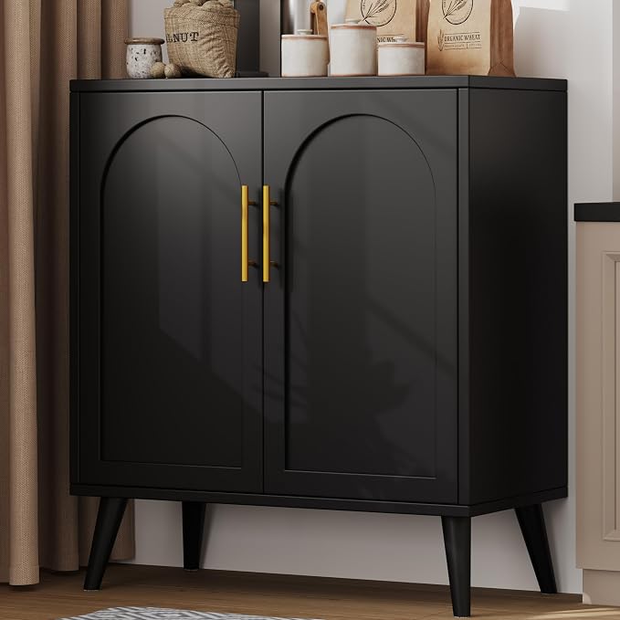Keehusux 15.7" D Black Buffet Cabinet - Image 2