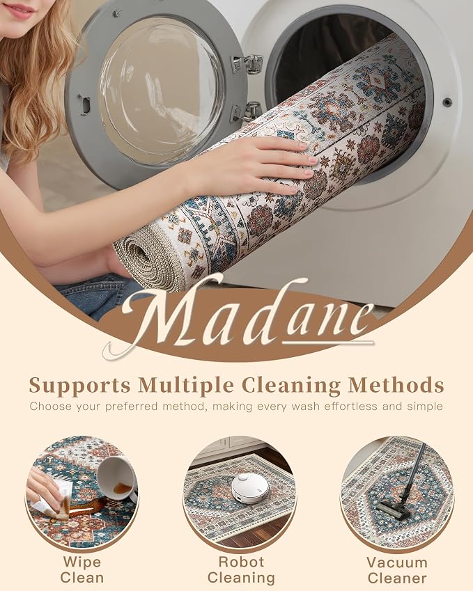 Madane Washable Area Rug 2x3 Small Entryway Rugs Non-Slip, Low Pile Floor Carpet - Image 8