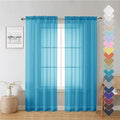 Turquoise Sheer Curtains 72 Inches Long 2 Panels, Light Filtering Voile Curtain by Lecloud