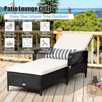 COSTWAY PE Rattan Chaise Lounge Chair, 6 Gear Adjustable Recliner - Image 4