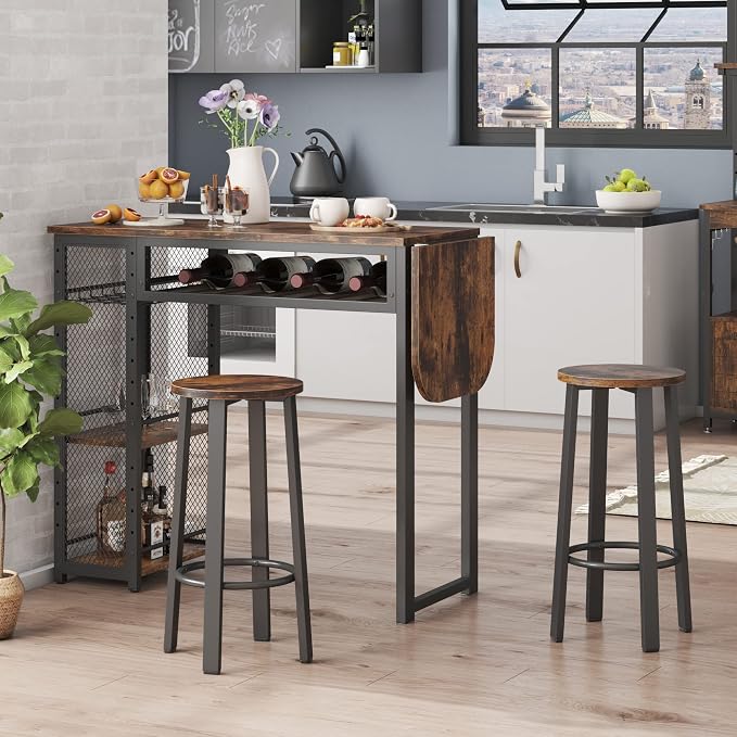 Bestier Bar Table and Chair Set, Expandable Dining Table - Image 6