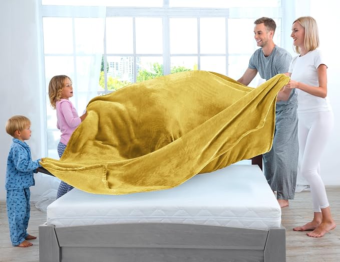 Utopia Bedding Fleece Blanket Full Size Gold 300GSM Luxury Fuzzy Soft - Image 3
