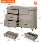 WAMPAT 6 Drawers Dresser for Bedroom, Farmhouse Wooden Chest of Drawers Baby - Image 2