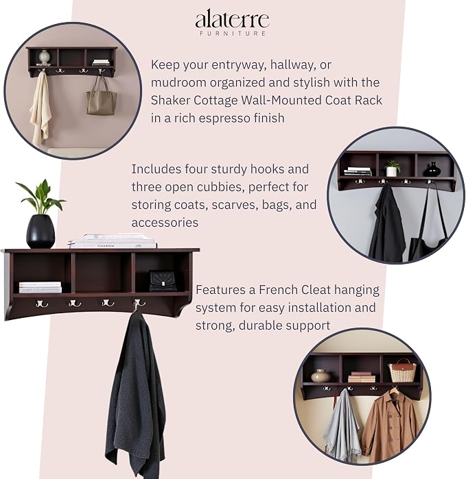 Shaker Cottage Wall-Mounted Coat Rack - Image 4