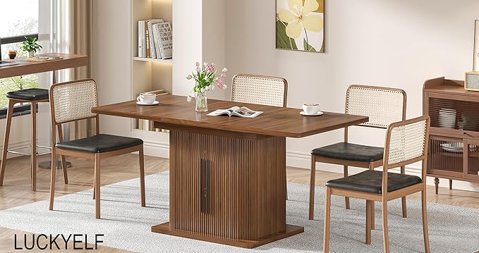 Extendable Dining Room Table for 4-6, 47-65 Inch Rectangle Kitchen Dining Table - Image 6